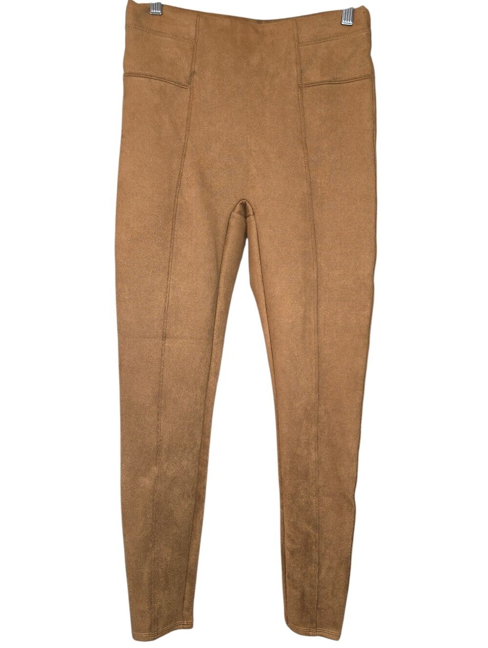 SPANX Faux Suede Pull On Stretch Leggings Rich Caramel Color Size Medium